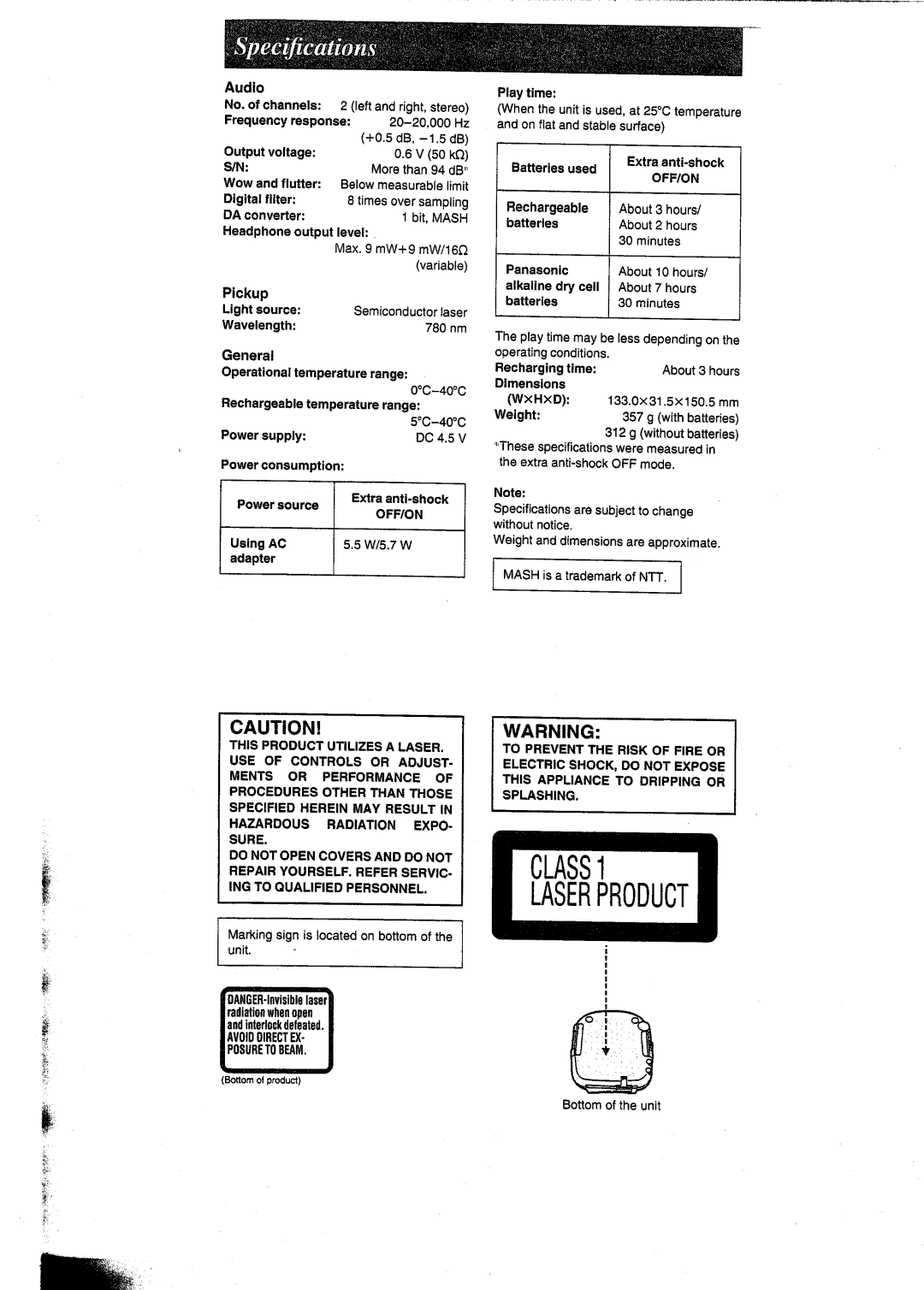 Panasonic SL-SW404 manual 