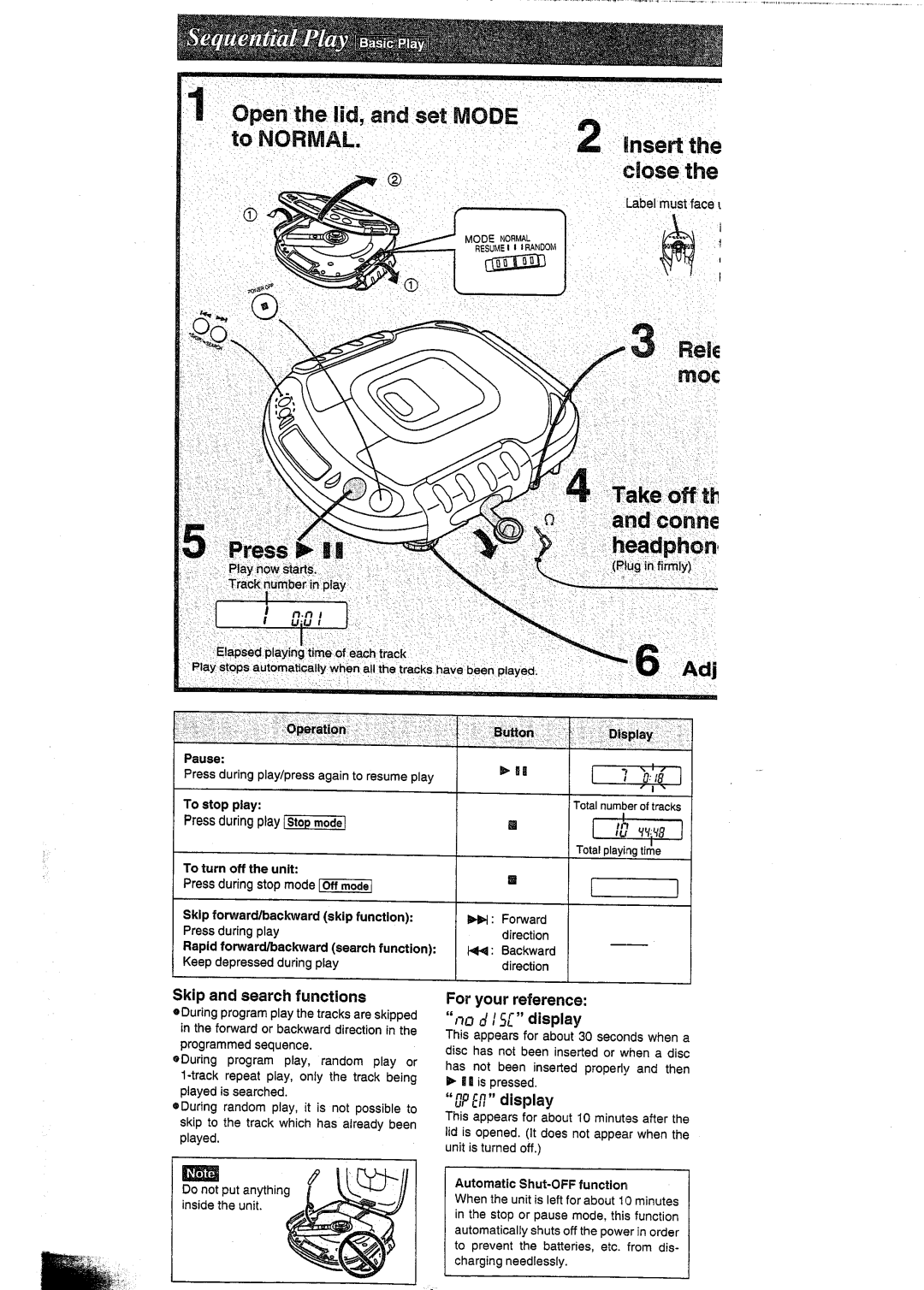 Panasonic SL-SW404 manual 