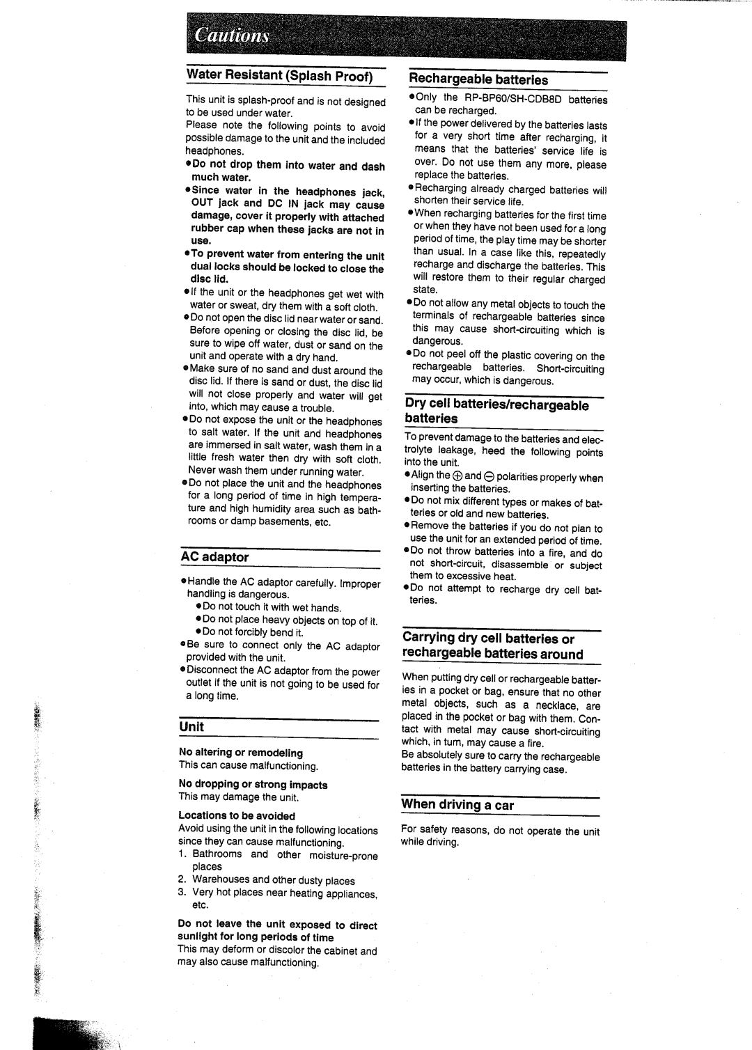 Panasonic SL-SW404 manual 