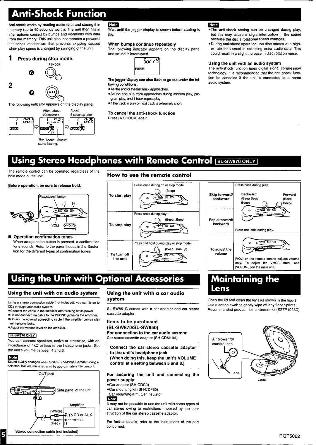 Panasonic SL-SW850, SL-SW851C, SL-SW870 manual 