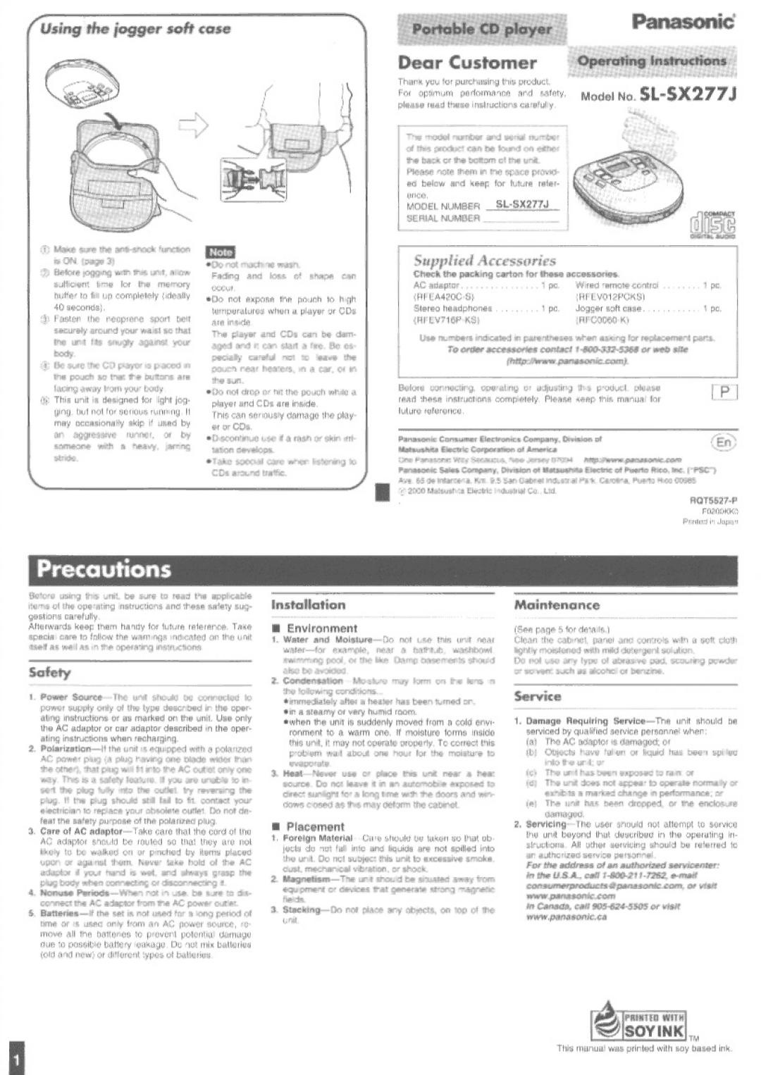 Panasonic SL-SX277J manual 