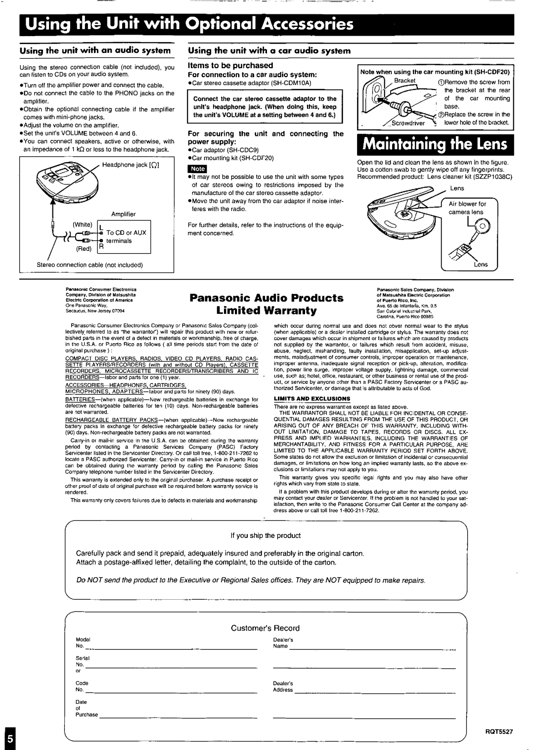 Panasonic SL-SX277J manual 