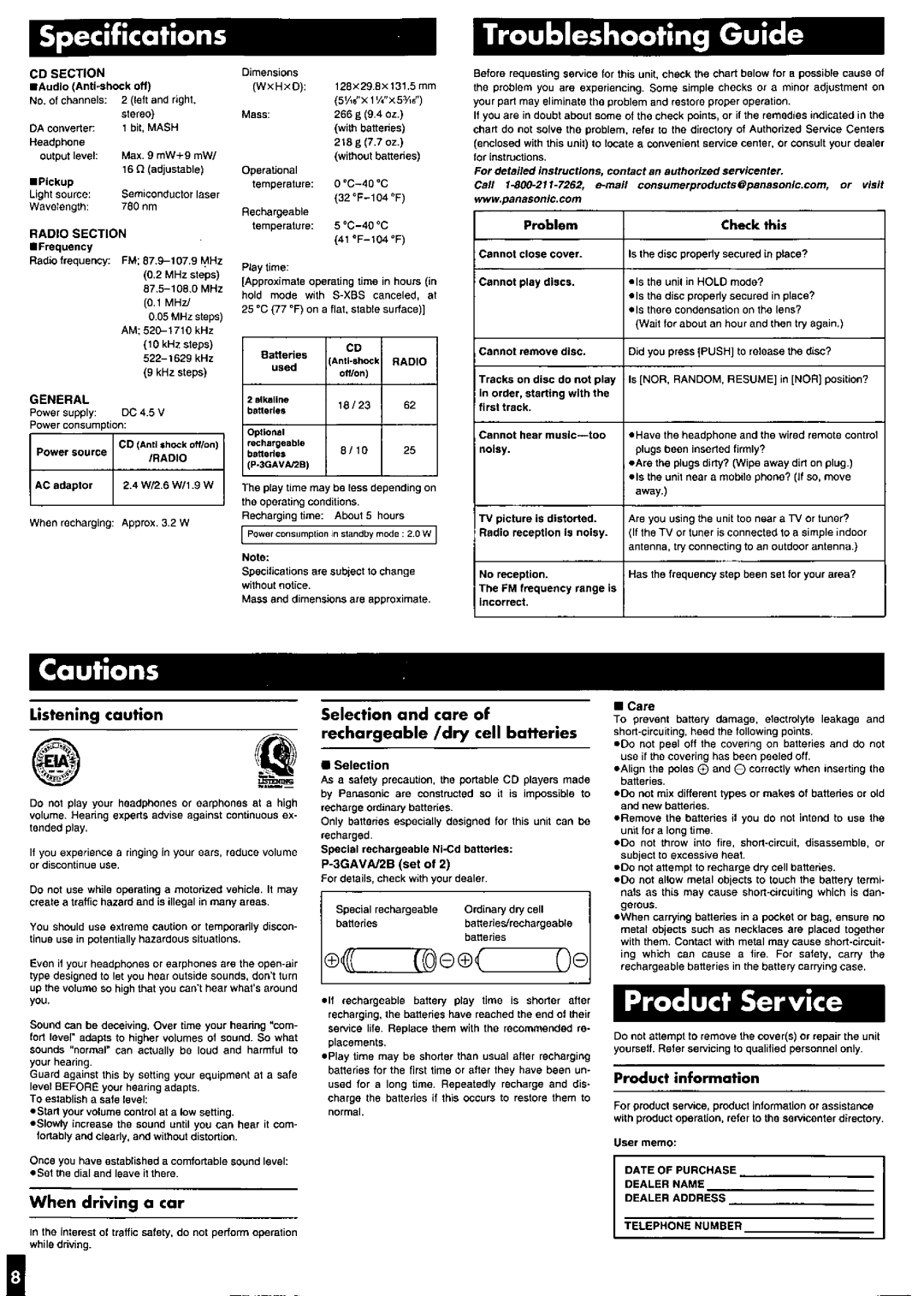 Panasonic SL-SX277J manual 