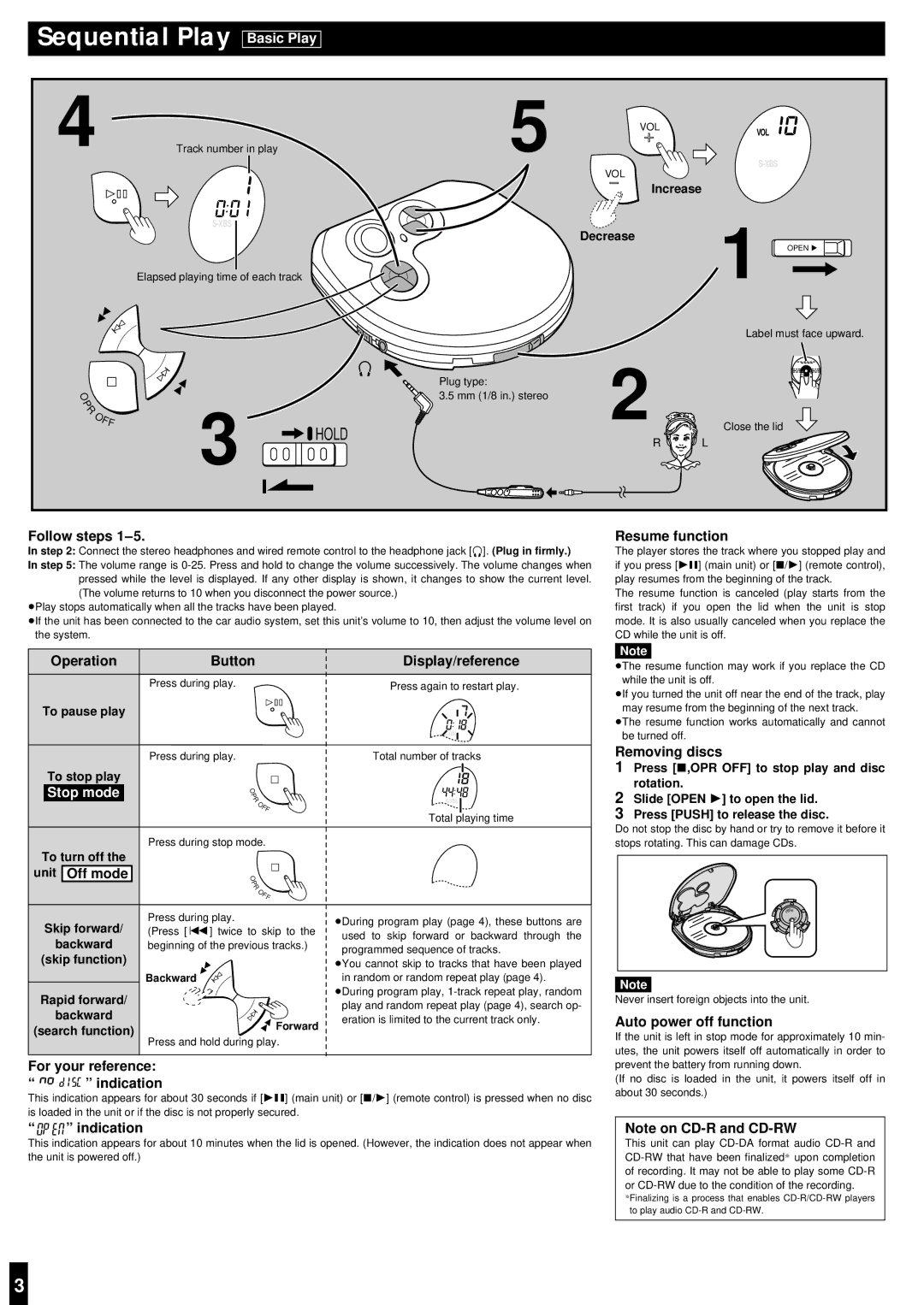 Panasonic SL-SX286J operating instructions Sequential Play 