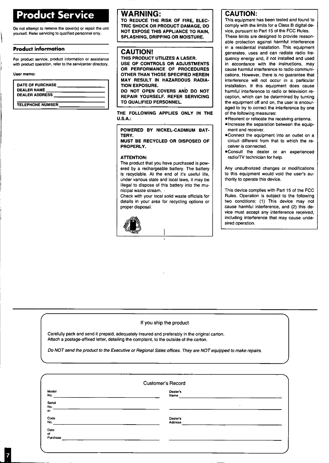 Panasonic SL-SX300 manual 