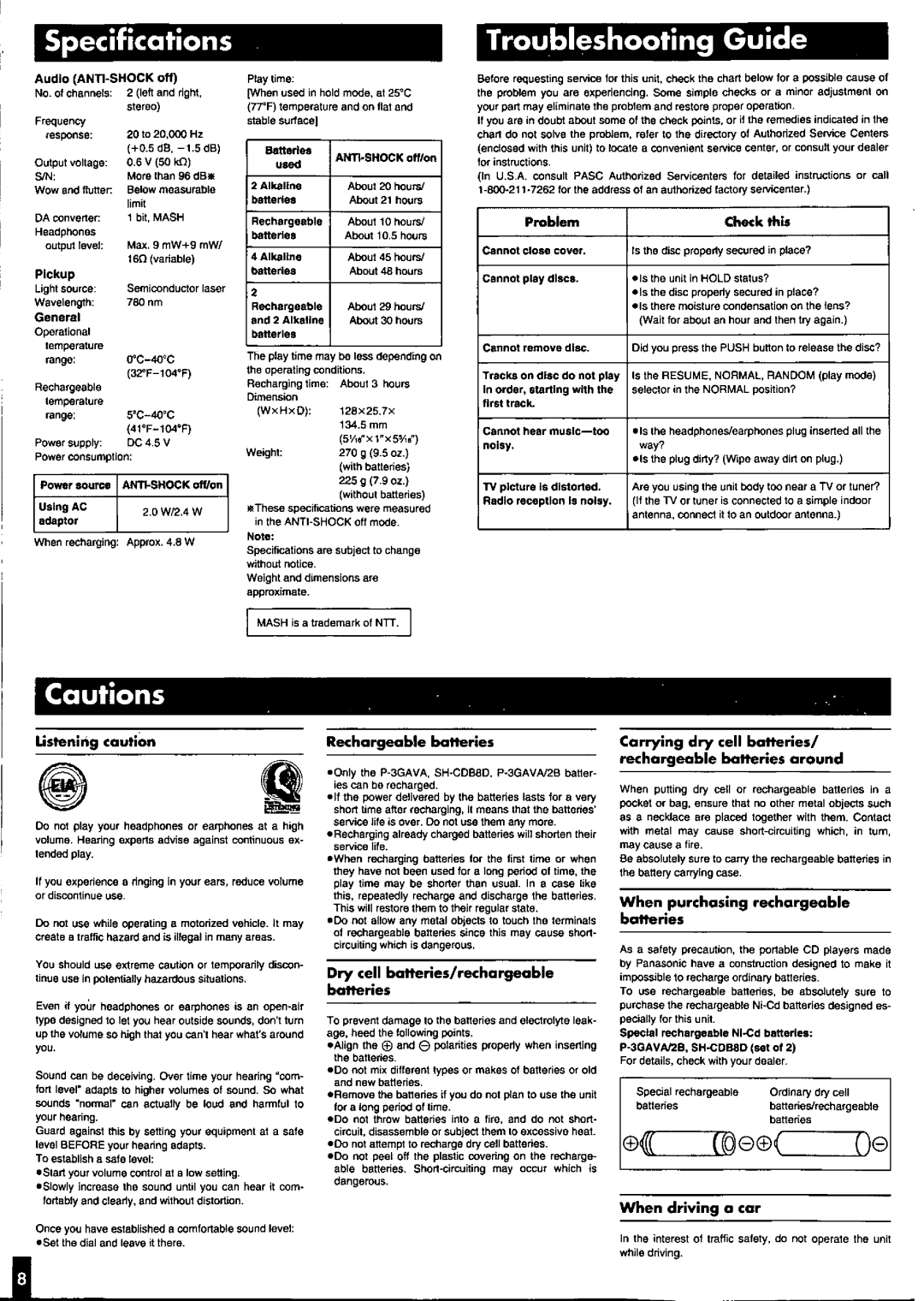 Panasonic SL-SX300 manual 