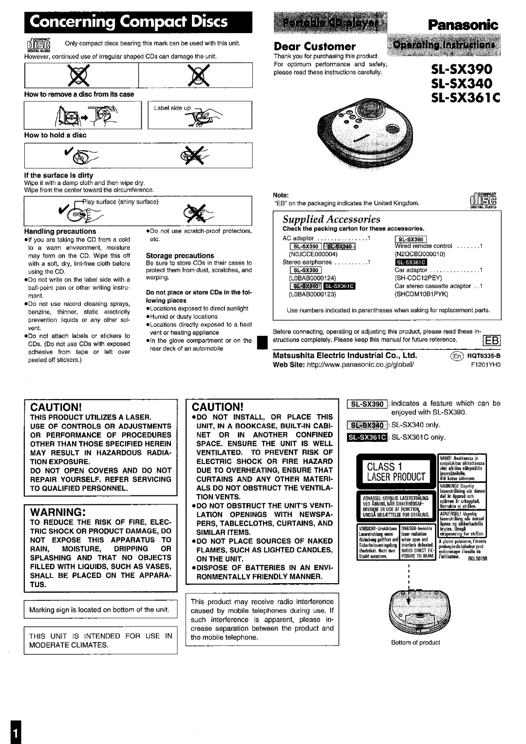 Panasonic SL-SX340, SL-SX361C manual 