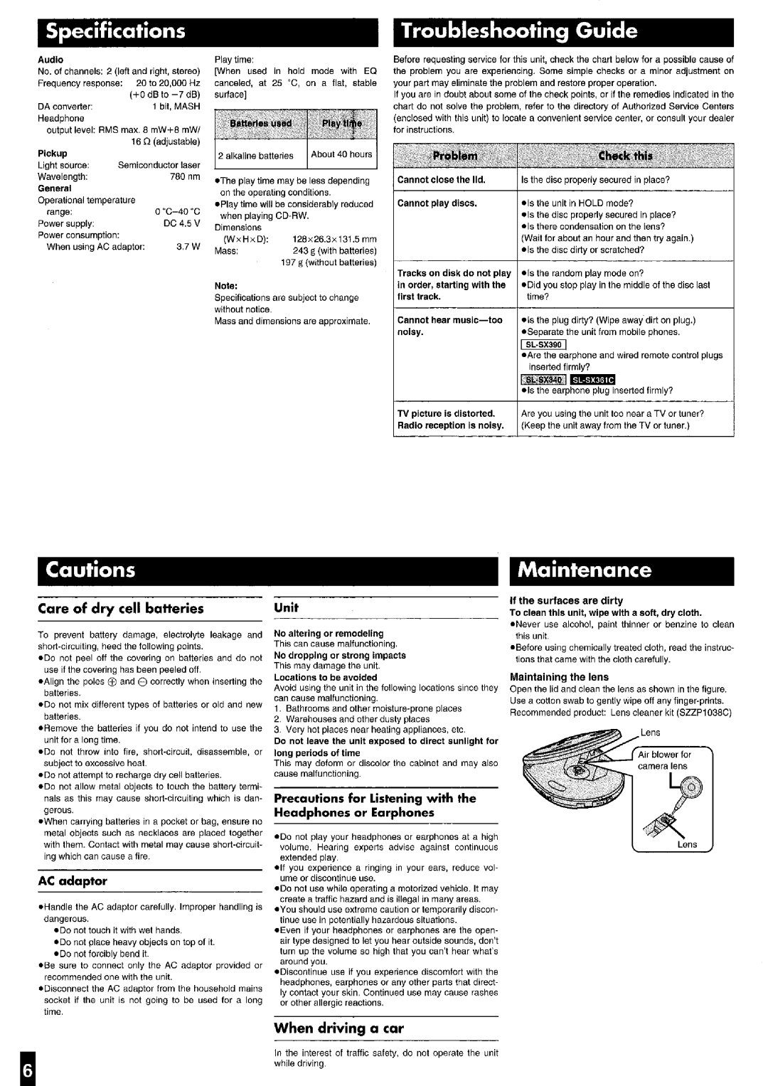 Panasonic SL-SX361C, SL-SX340 manual 