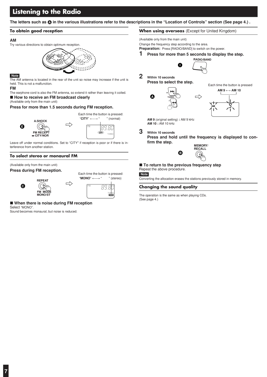 Panasonic SL-SX469V operating instructions Listening to the Radio 