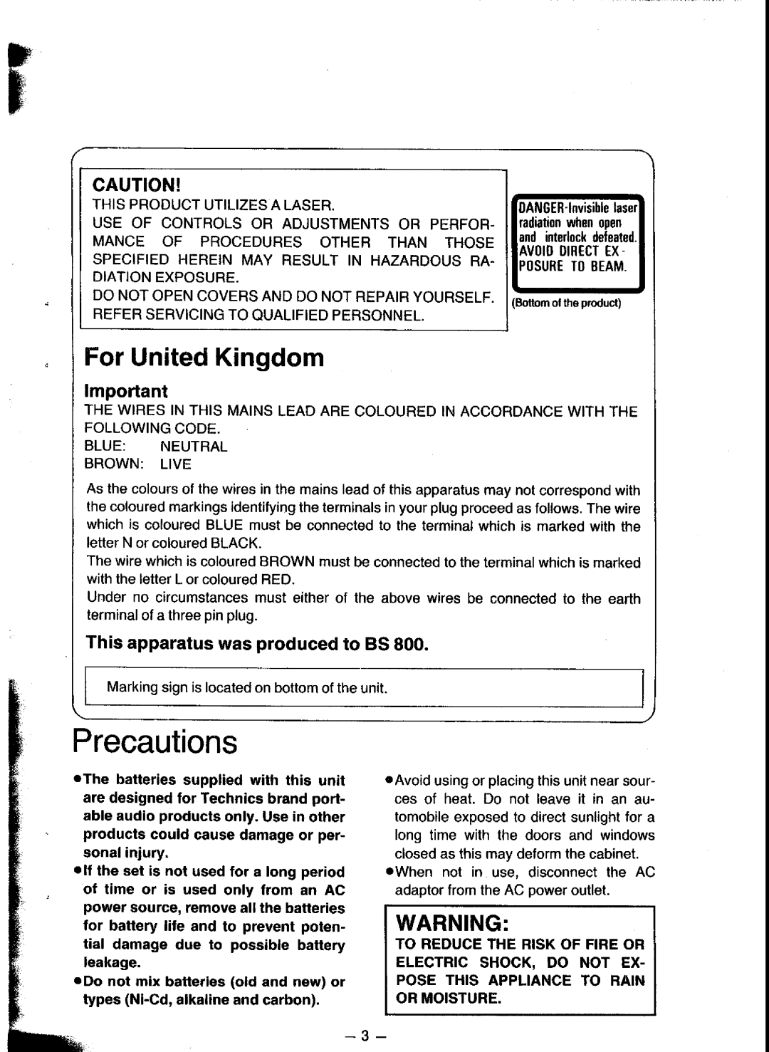 Panasonic SL-XP300 manual 