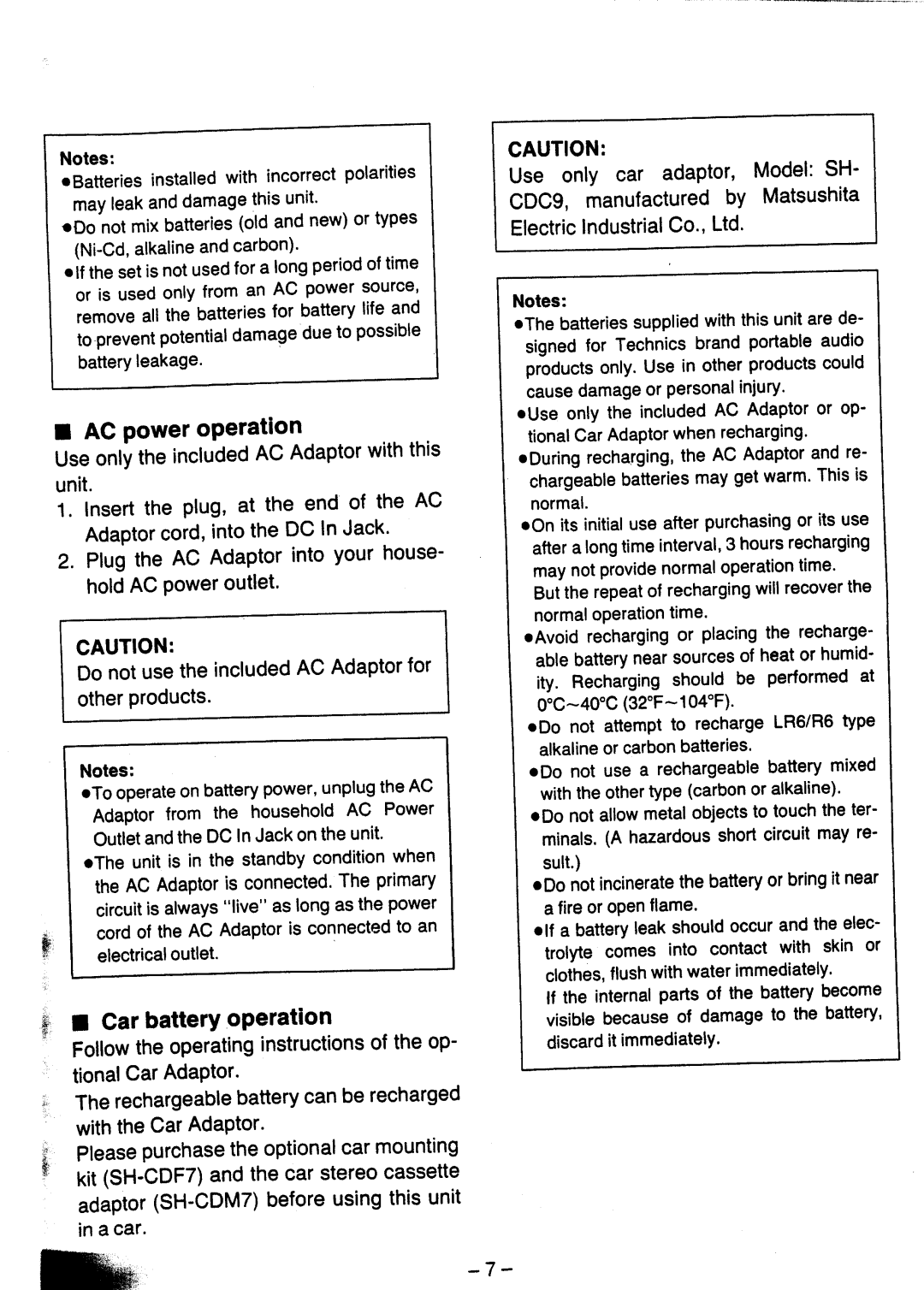 Panasonic SL-XP505 manual 