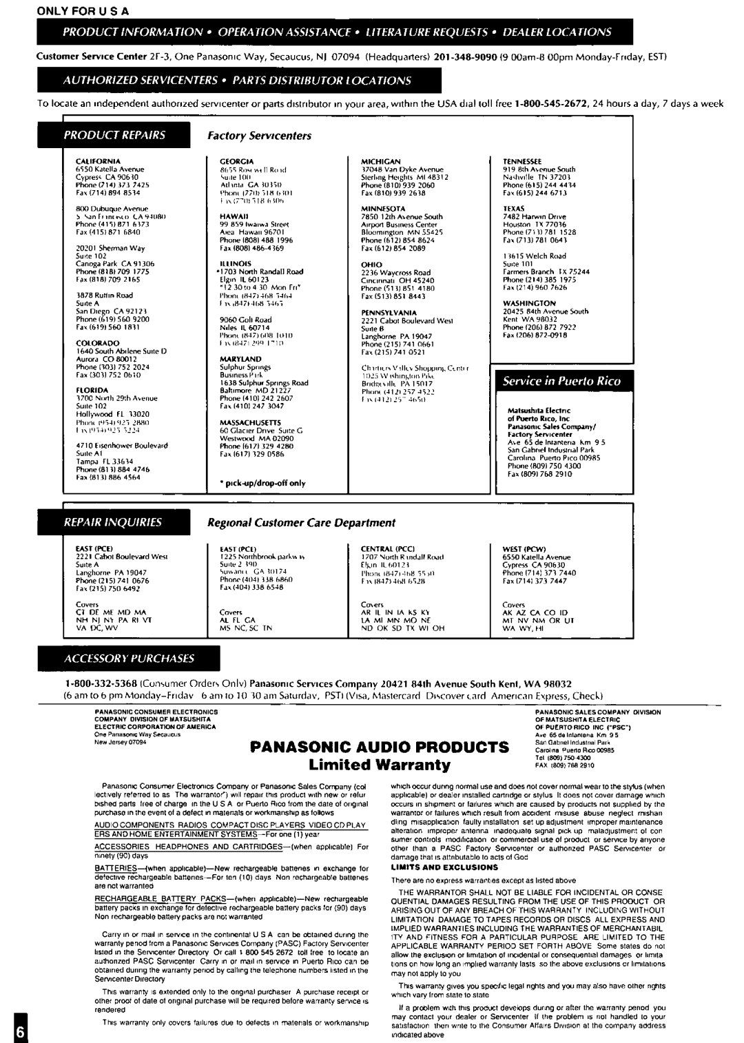 Panasonic SLS650, SLS651C manual 