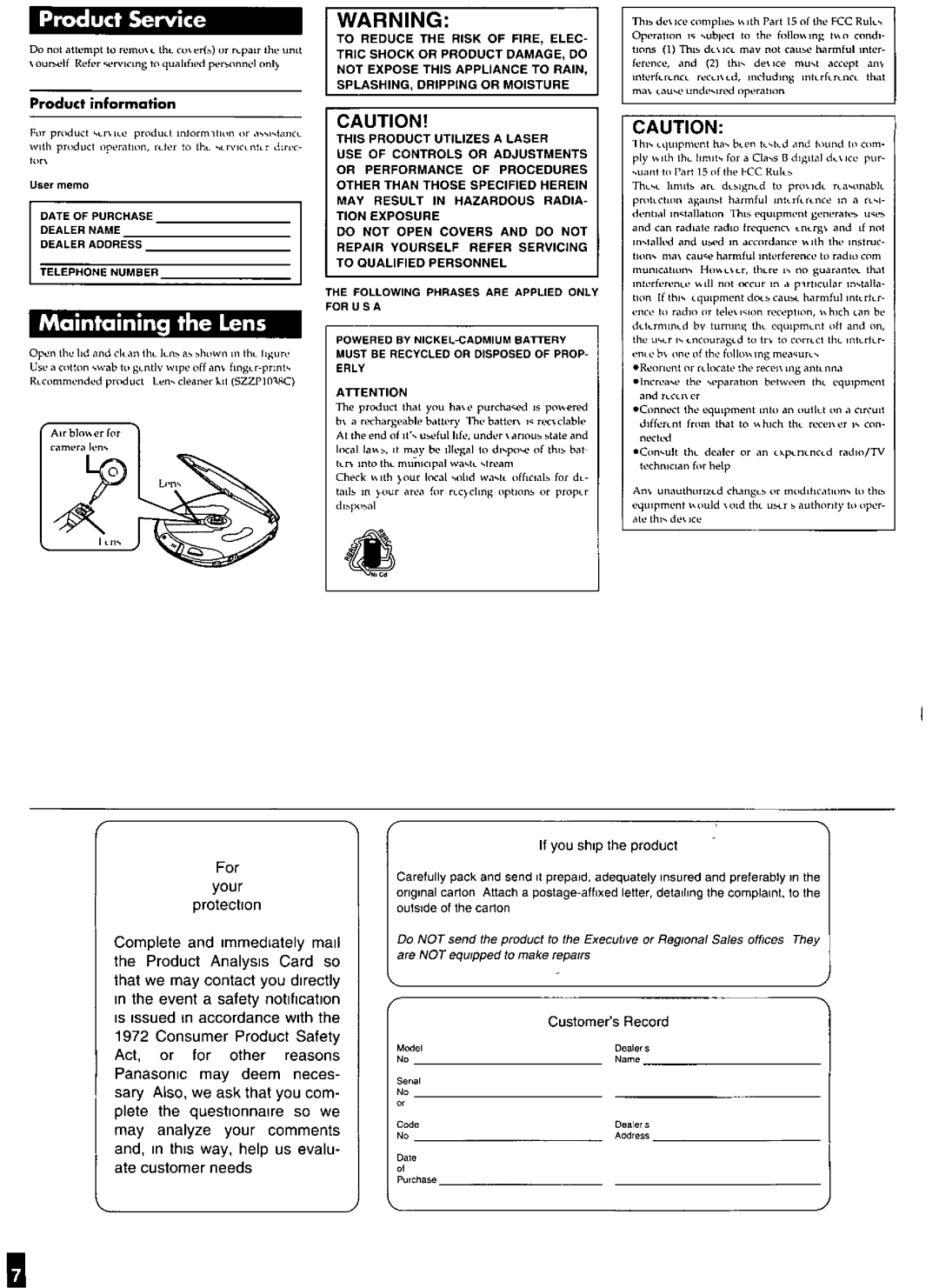 Panasonic SLS651C, SLS650 manual 