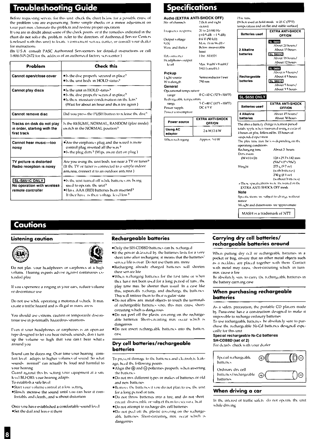 Panasonic SLS650, SLS651C manual 