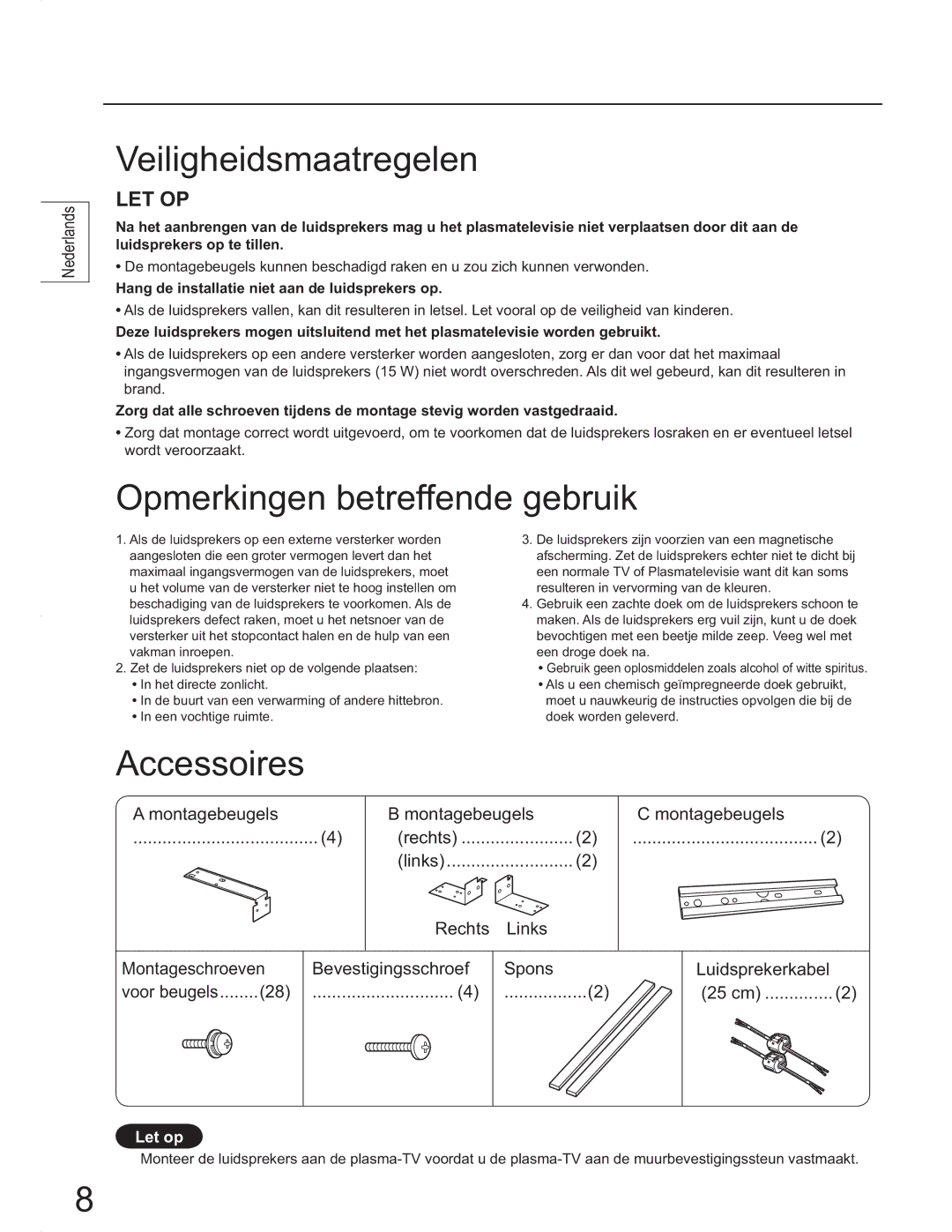 Panasonic SP65PV600 manual 9HLOLJKHLGVPDDWUHJHOHQ, 2SPHUNLQJHQEHWUHIIHQGHJHEUXLN, $Ffhvvrluhv, 23 