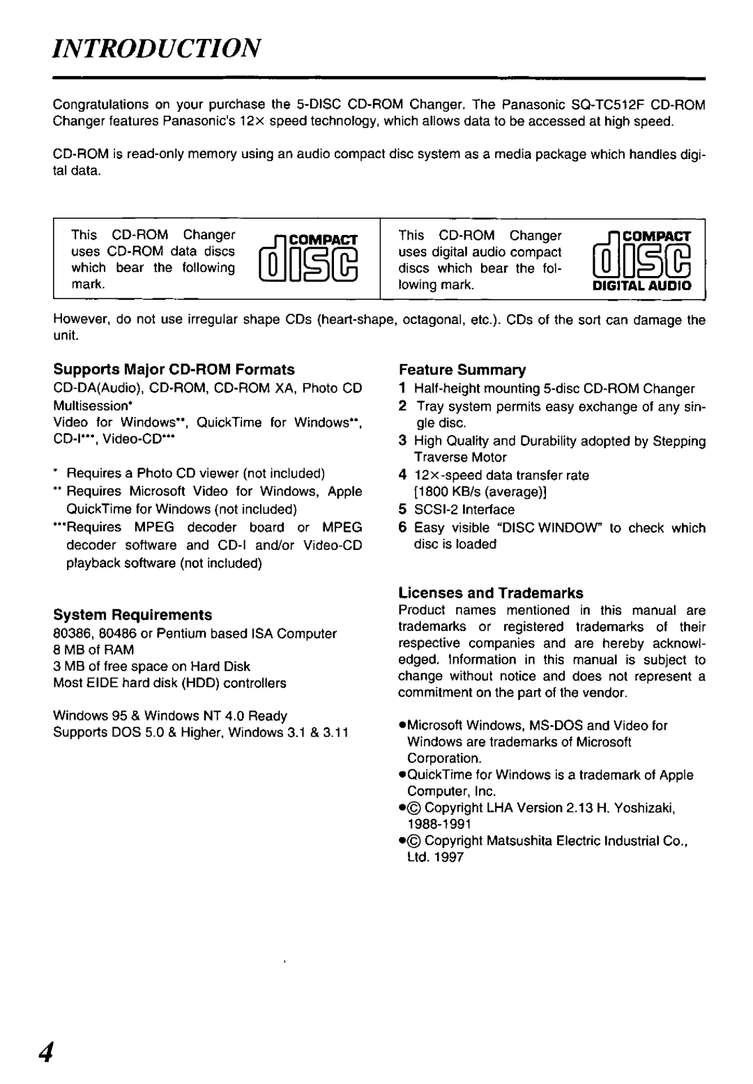 Panasonic SQ-TC512F manual 
