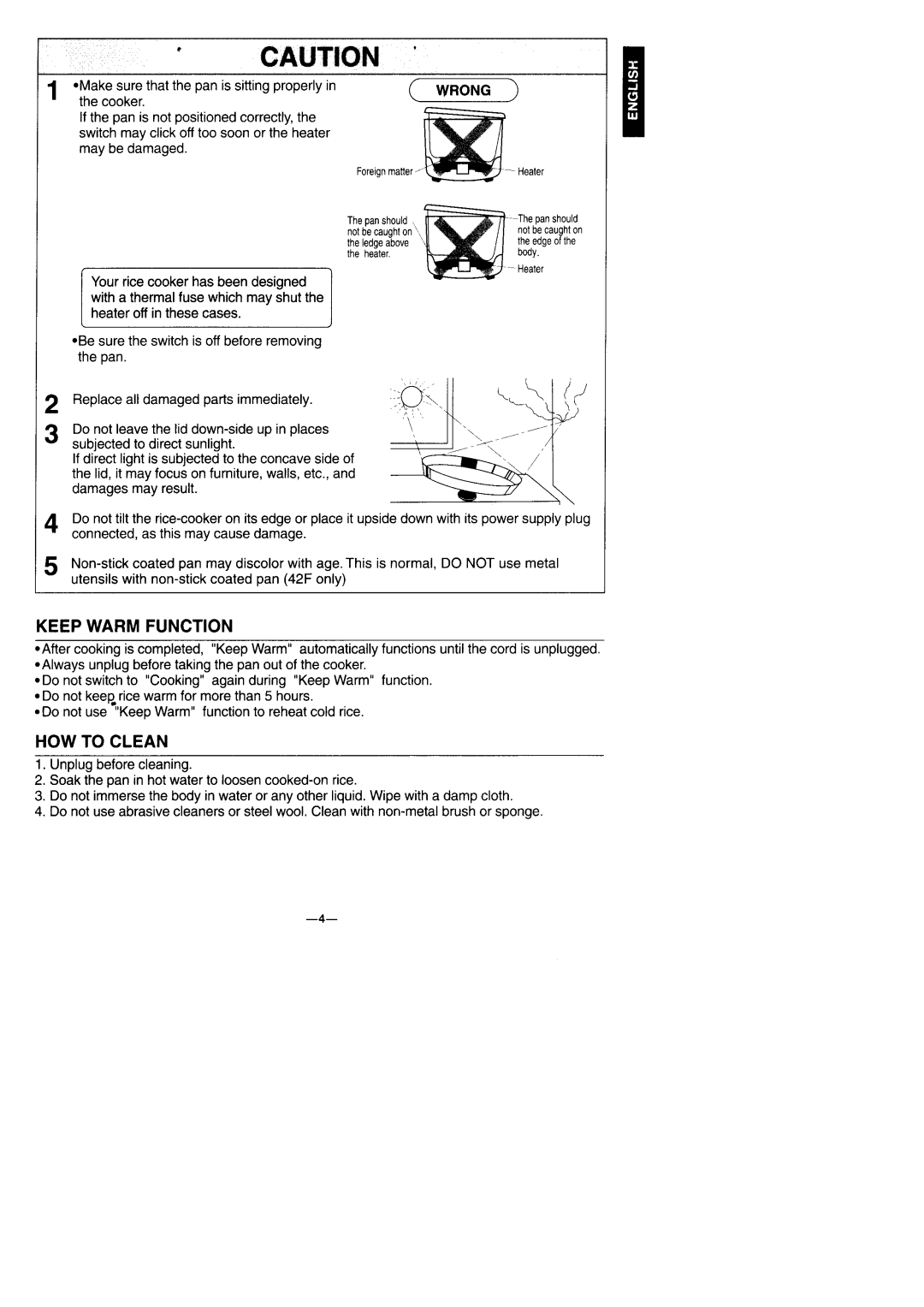 Panasonic SR-42HP/42F manual Repraceardamasedparrsimmediatery, Makesurethatthepanissittingproperlyin Thecooker.@ 