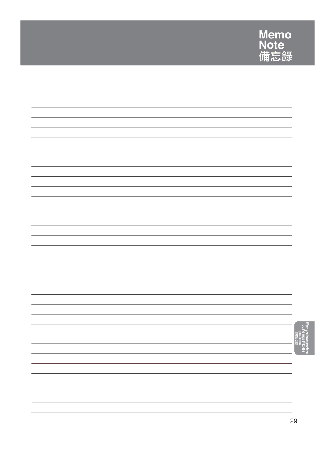 Panasonic SR-DE102 manuel dutilisation Memo Note 