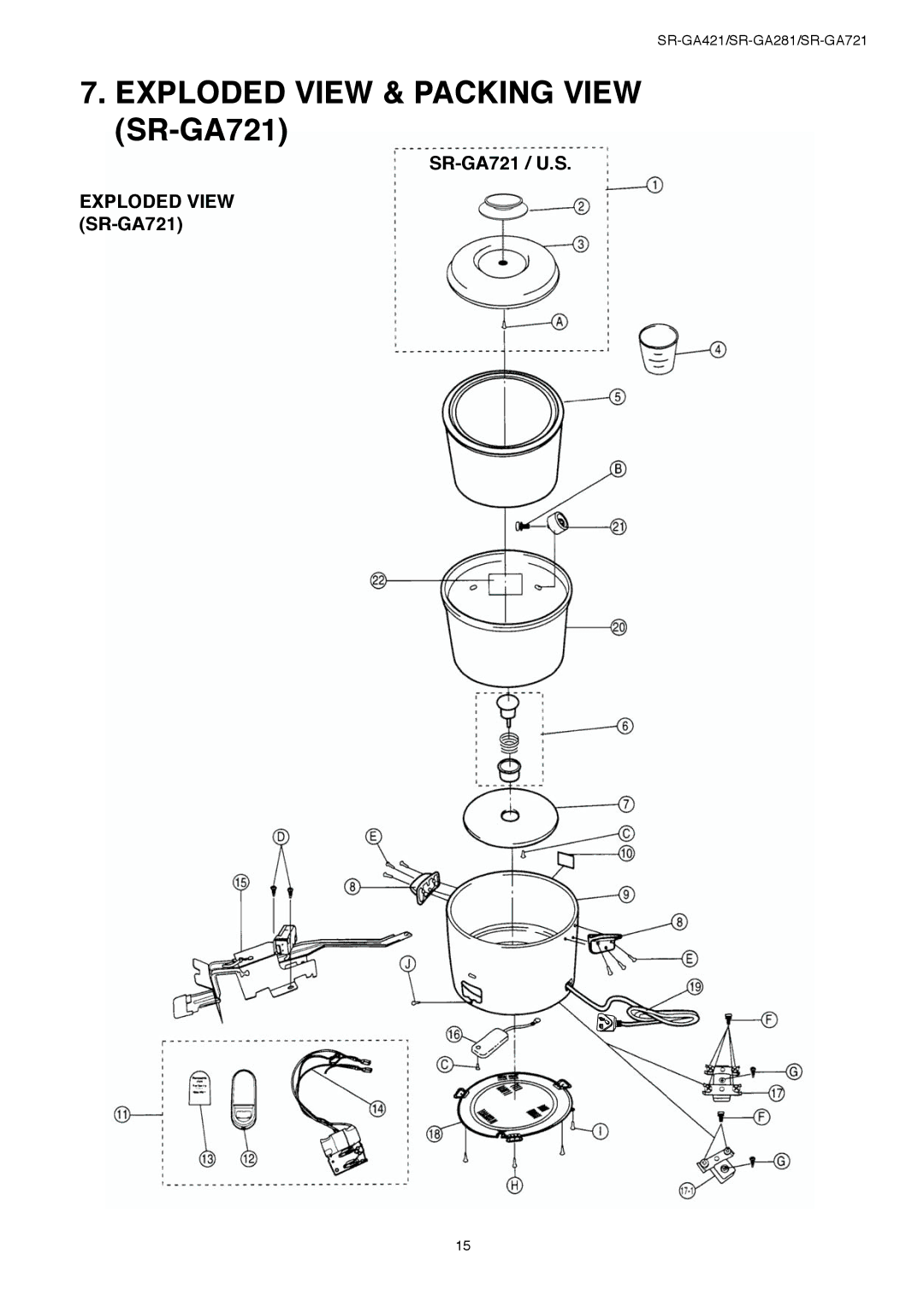 Panasonic SR-GA421, SR-GA281 service manual Exploded View & Packing View SR-GA721, SR-GA721 / U.S 