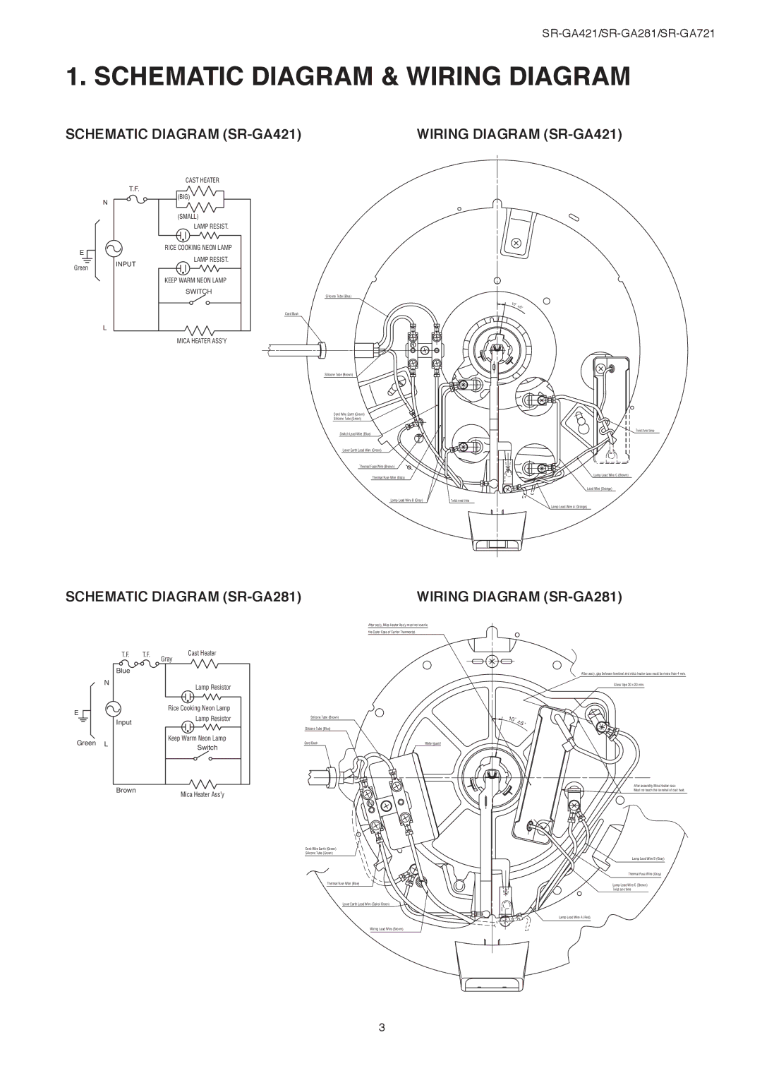 Panasonic SR-GA281 service manual Schematic Diagram & Wiring Diagram, Schematic Diagram SR-GA421 Wiring Diagram SR-GA421 