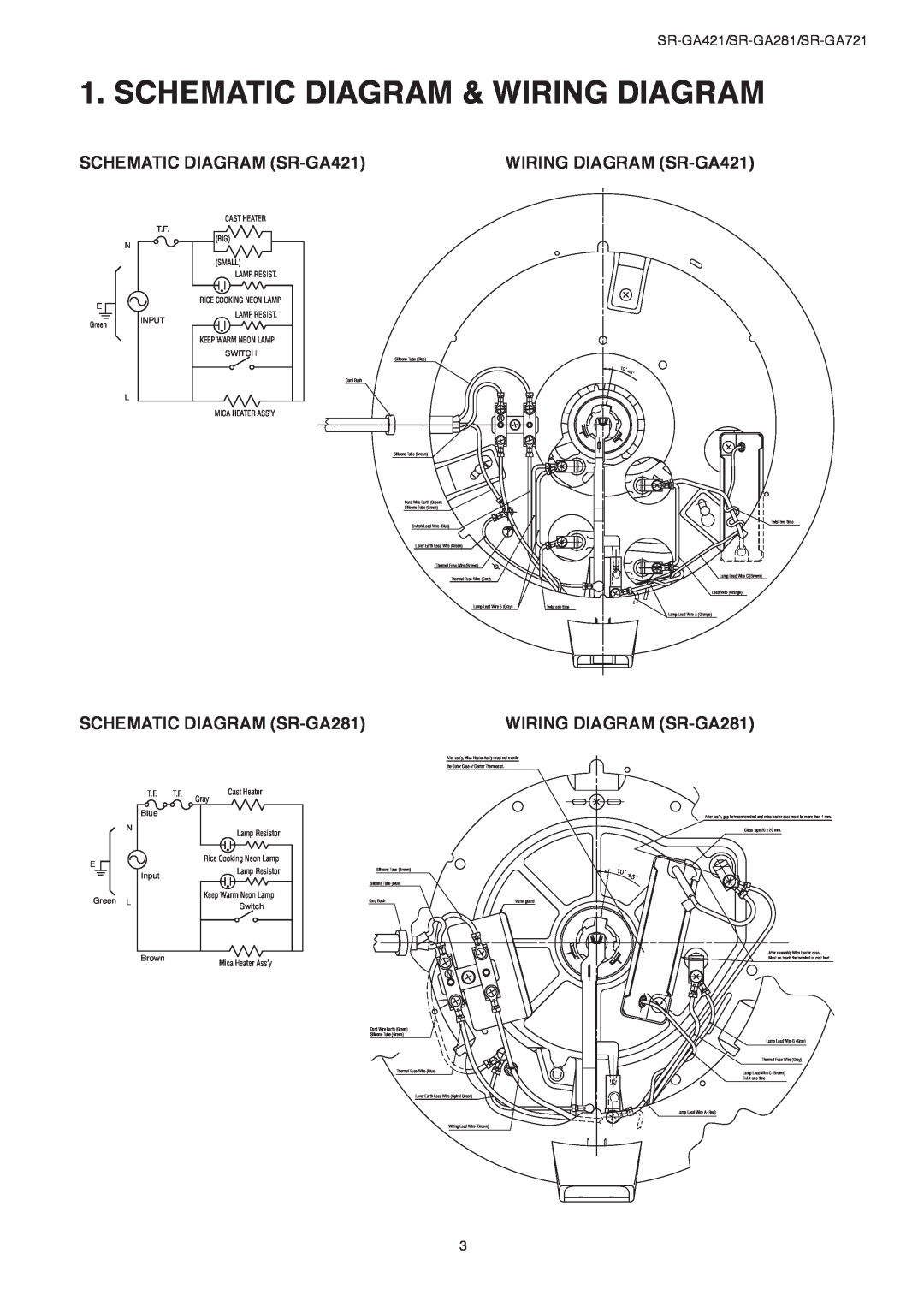 Panasonic SR-GA281 Schematic Diagram & Wiring Diagram, SCHEMATIC DIAGRAM SR-GA421, WIRING DIAGRAM SR-GA421 