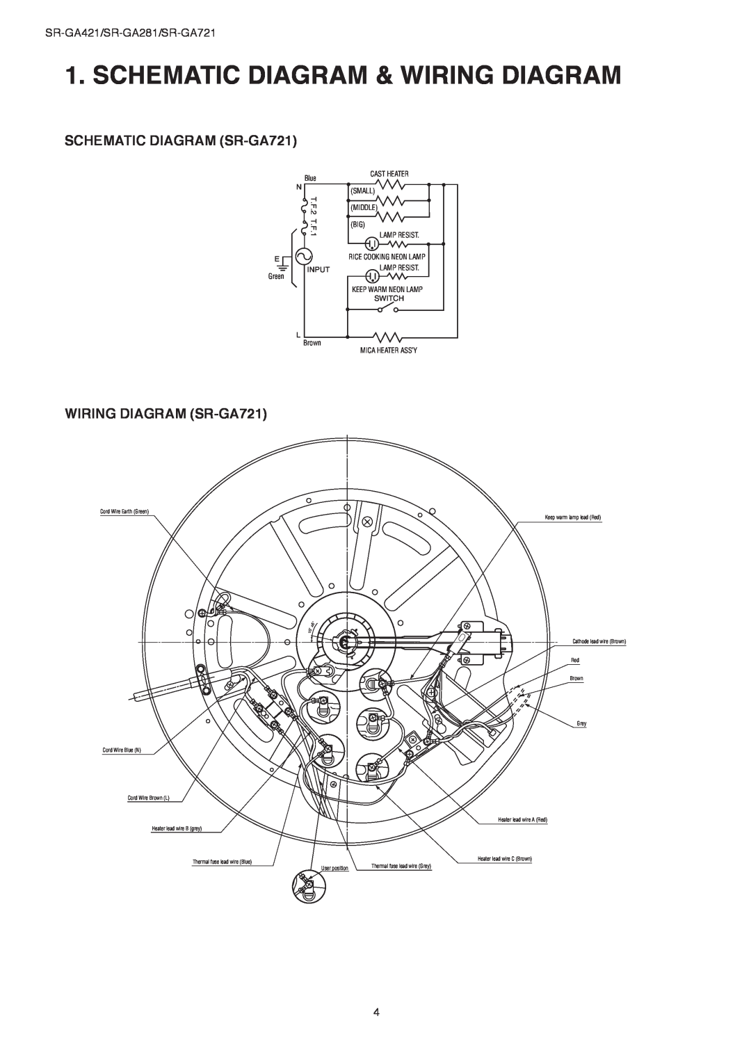 Panasonic SR-GA281 Schematic Diagram & Wiring Diagram, SCHEMATIC DIAGRAM SR-GA721, WIRING DIAGRAM SR-GA721, Blue N 
