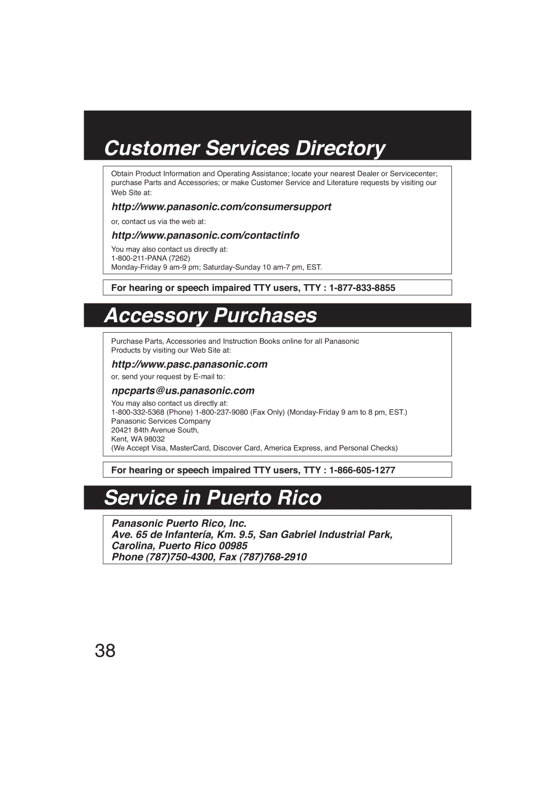 Panasonic SR-GA721 manuel dutilisation Customer Services Directory 