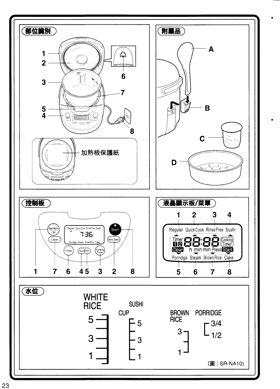 Panasonic SR-NA18, SR-NA10 manual 