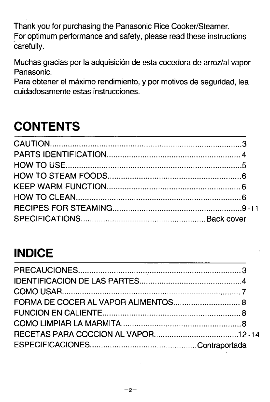 Panasonic SR-W18FSP manual 