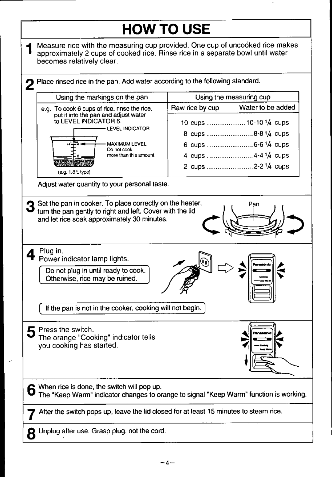 Panasonic W18PB, SR-W18PA manual 