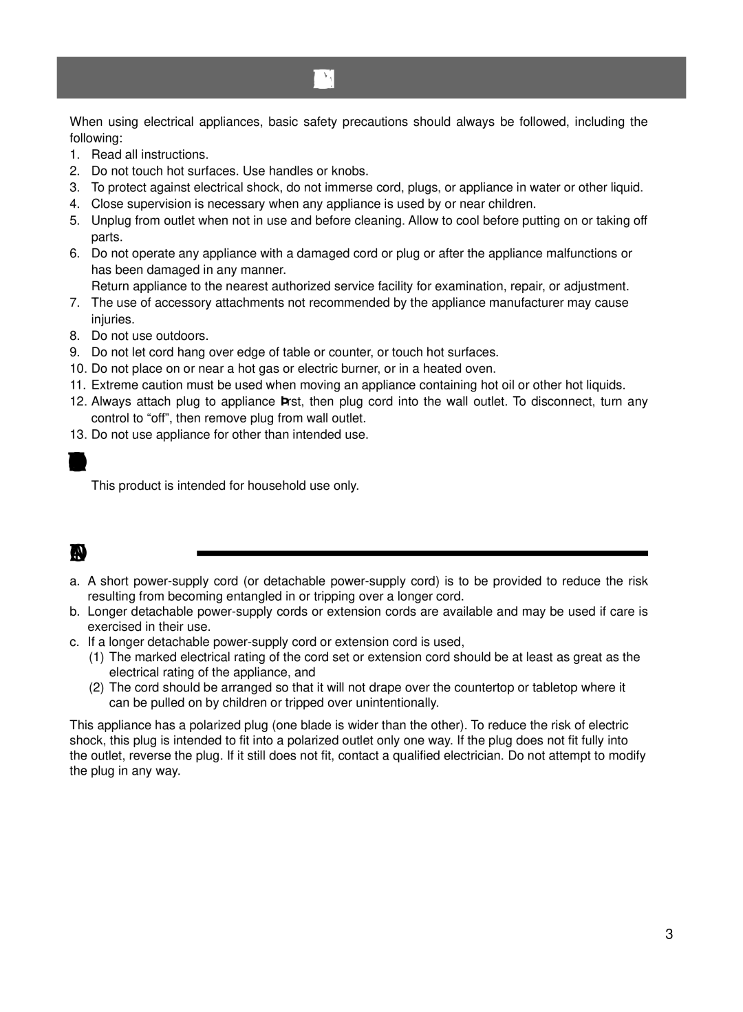 Panasonic SRMS183, SRMS103 operating instructions Important Safeguards 