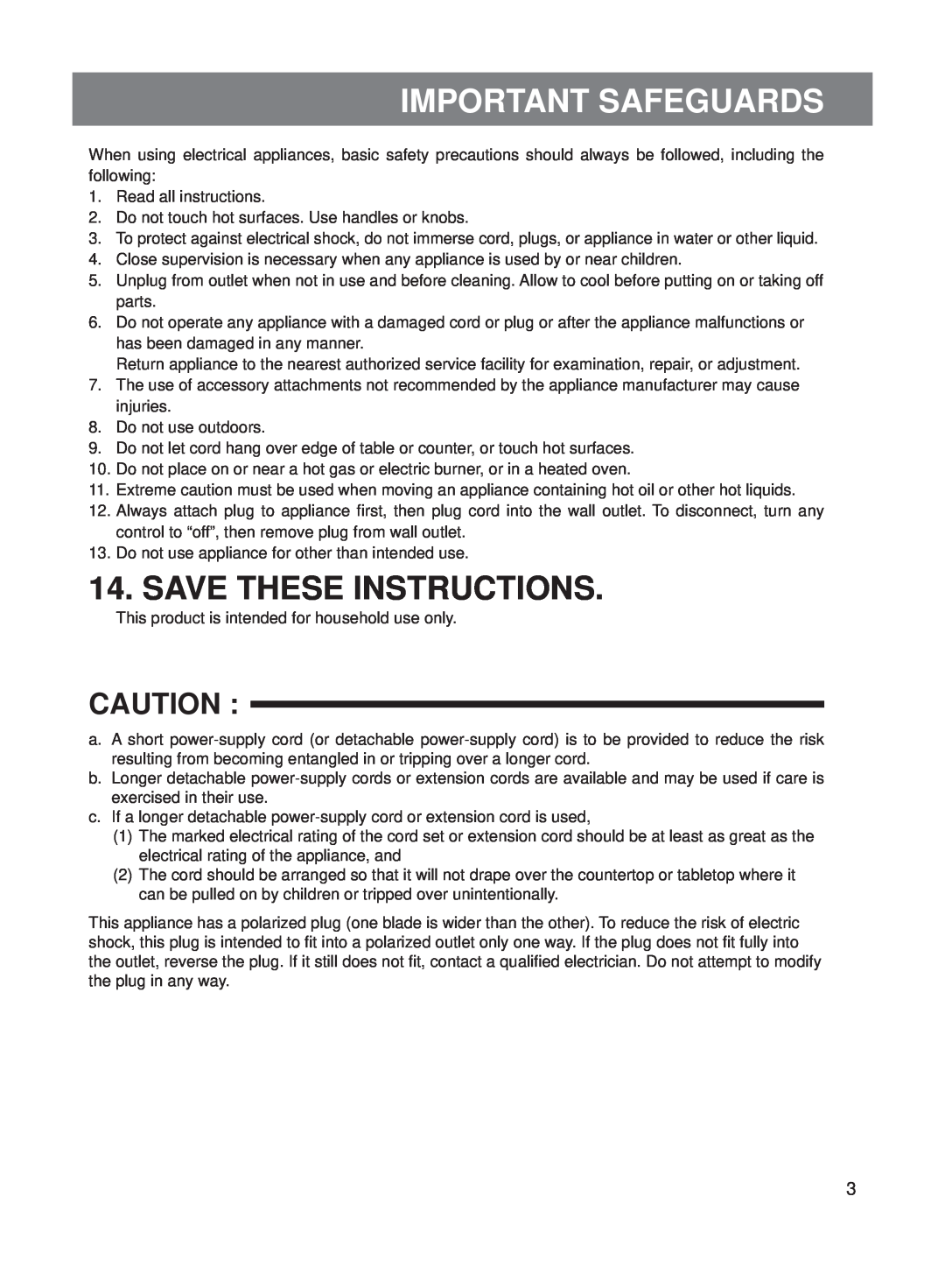 Panasonic SRMS183, SRMS103 operating instructions Important Safeguards, Save These Instructions 