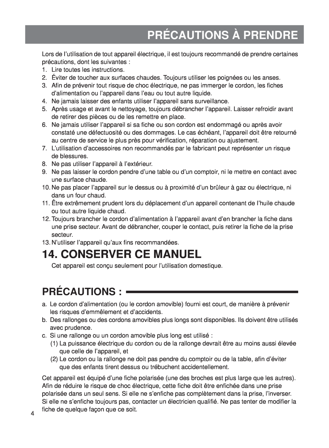 Panasonic SRMS103, SRMS183 operating instructions Précautions À Prendre, Conserver Ce Manuel 