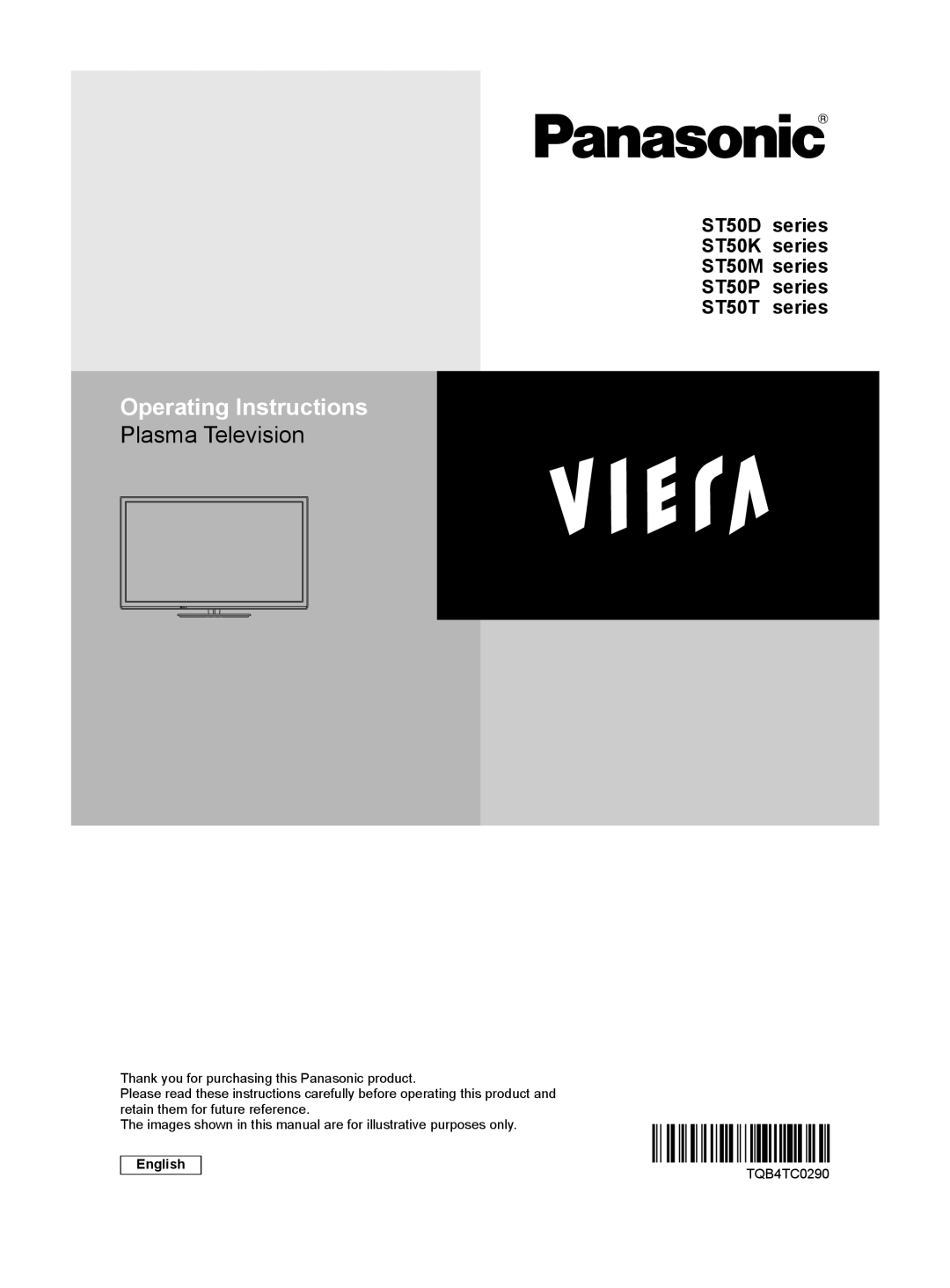 Panasonic ST50M, ST50T, ST50D, ST50K, ST50P warranty Operating Instructions, English 