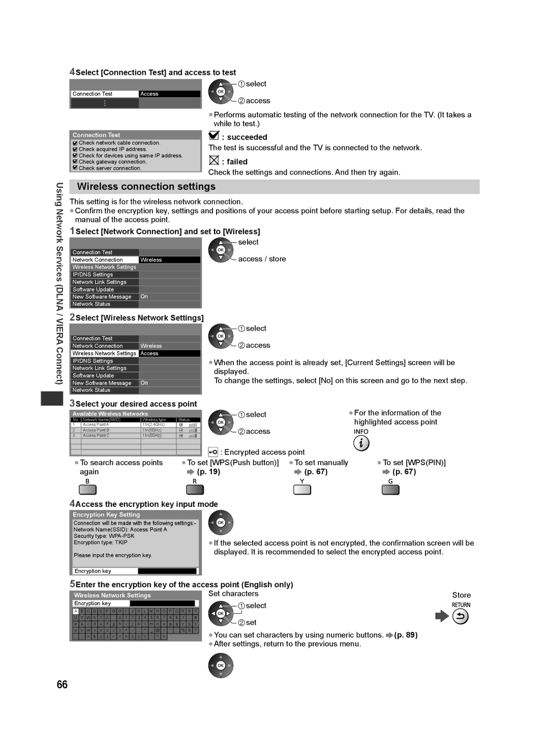 Panasonic ST50M, ST50T, ST50D, ST50K, ST50P warranty Wireless connection settings 