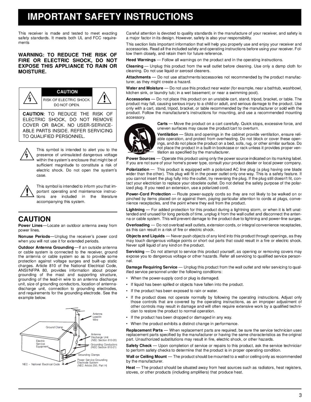 Panasonic STAV-3770 owner manual Important Safety Instructions 