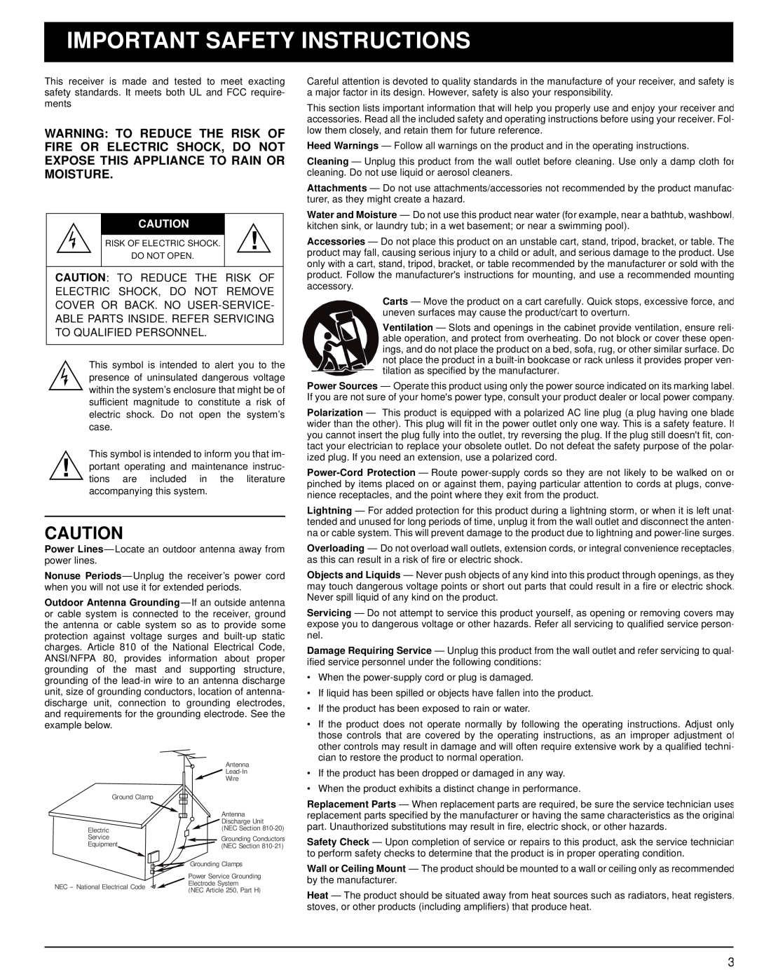 Panasonic STAV-3770 owner manual Important Safety Instructions 