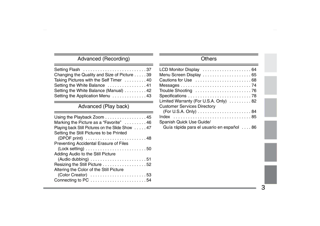 Panasonic SV-AS10 operating instructions Advanced Recording Others 