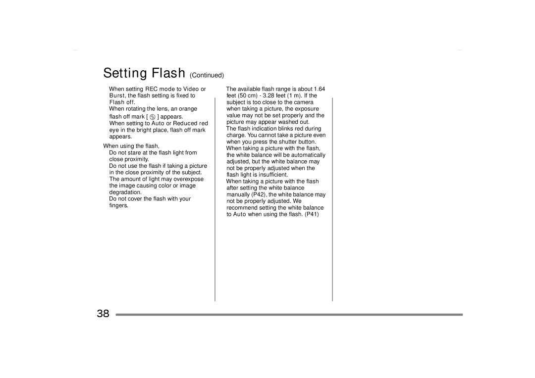 Panasonic SV-AS10 operating instructions Setting Flash 