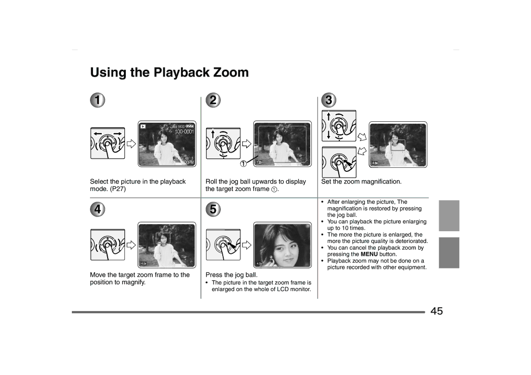 Panasonic SV-AS10 operating instructions Using the Playback Zoom 