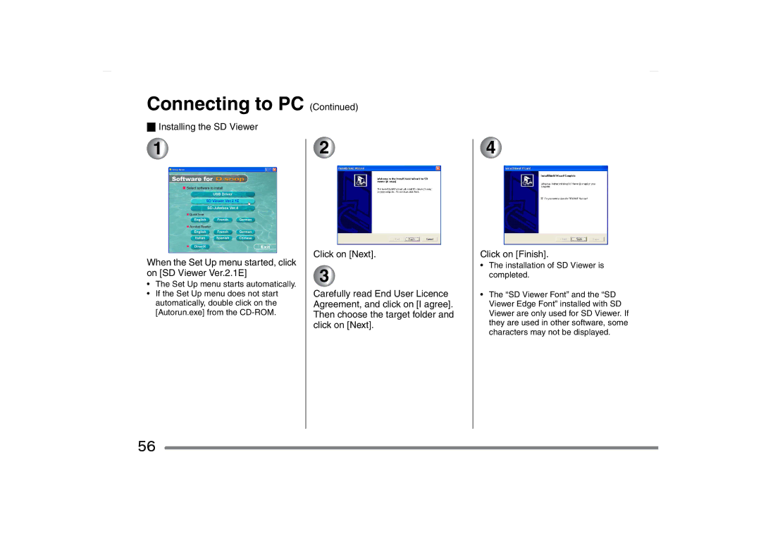 Panasonic SV-AS10 operating instructions Installation of SD Viewer is completed 