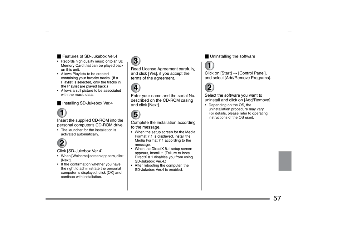 Panasonic SV-AS10 operating instructions Features of SD-Jukebox Ver.4, Installing SD-Jukebox Ver.4, Click SD-Jukebox Ver.4 