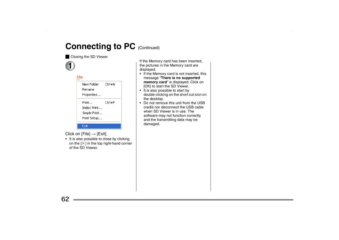 Panasonic SV-AS10 operating instructions Click on File # Exit 