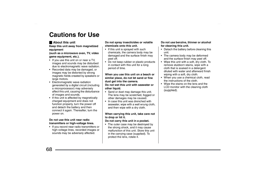 Panasonic SV-AS10 operating instructions About this unit 