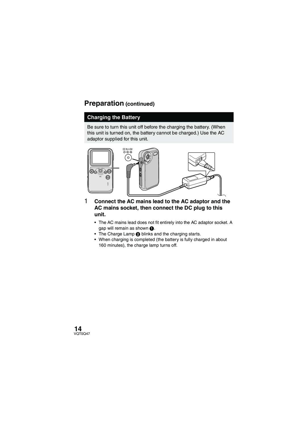 Panasonic SV-AS3 operating instructions Charging the Battery 