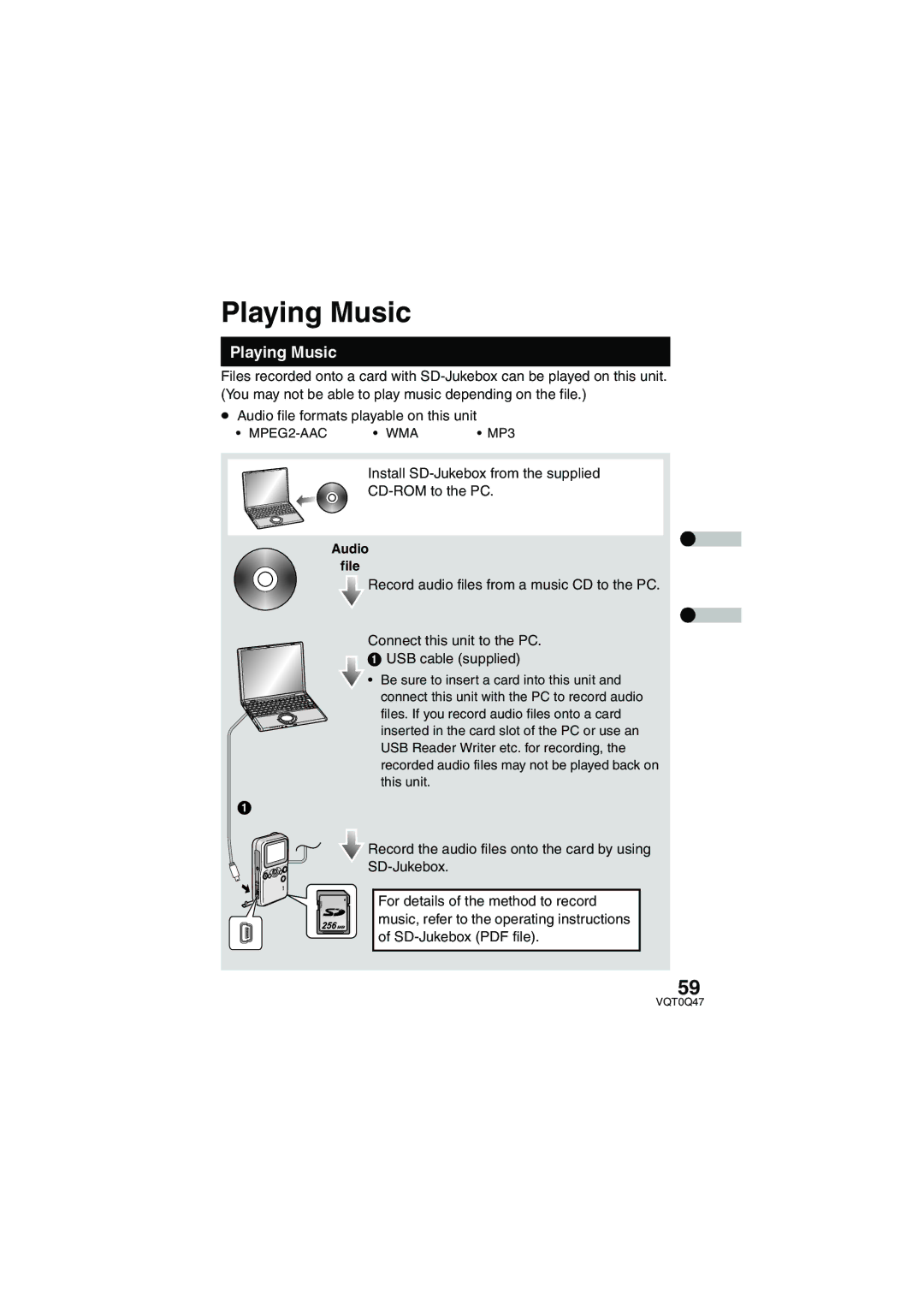 Panasonic SV-AS3 operating instructions Playing Music, Audio File 