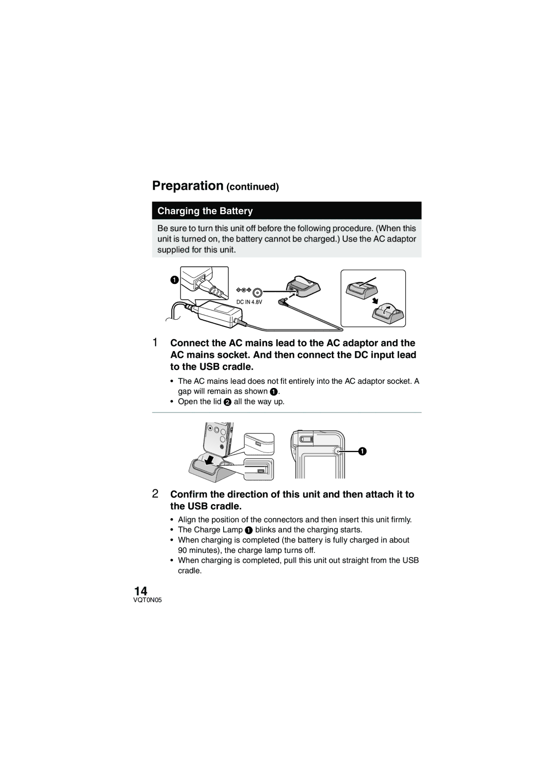 Panasonic SV-AS30 operating instructions Charging the Battery 