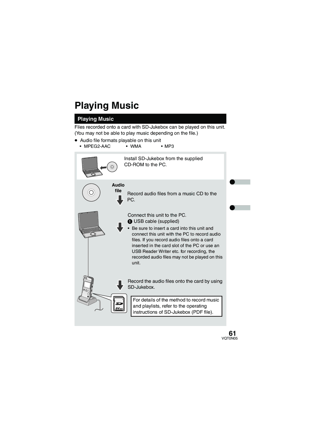 Panasonic SV-AS30 operating instructions Playing Music, Audio File 