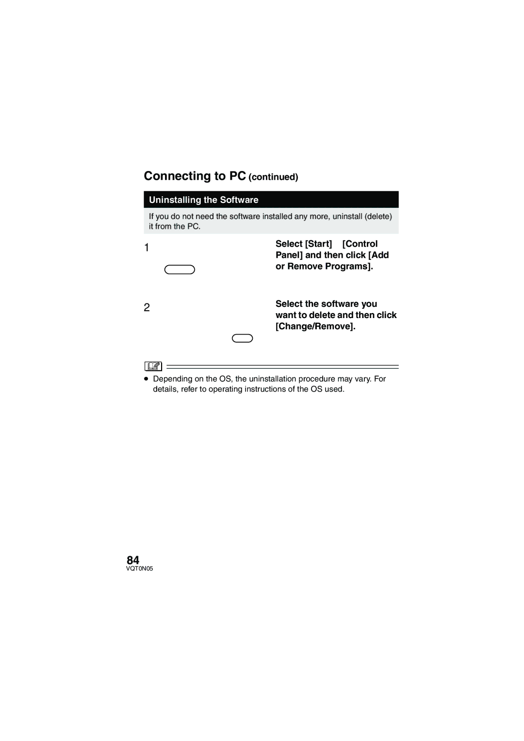 Panasonic SV-AS30 operating instructions Uninstalling the Software 