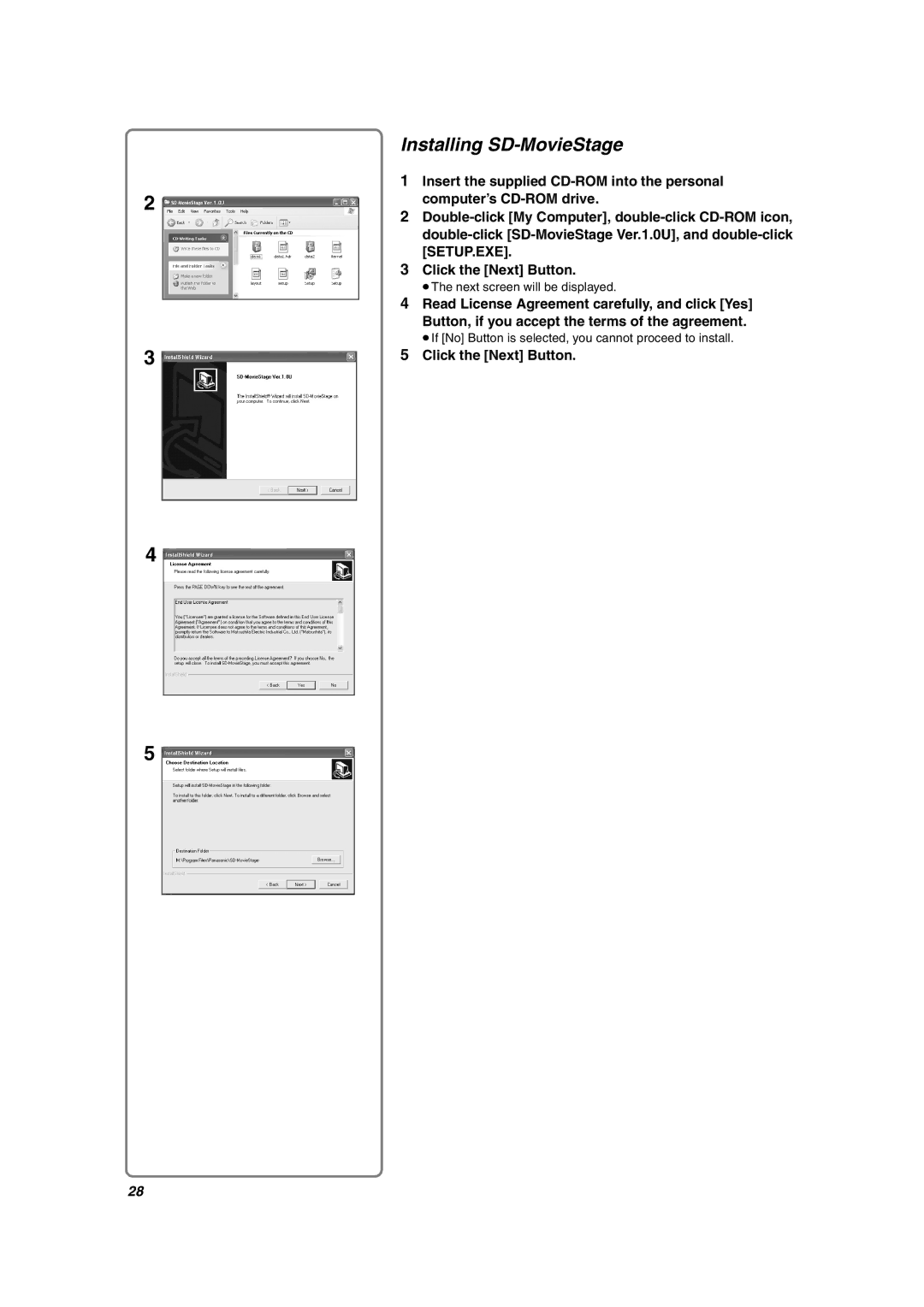 Panasonic SV-AV10U operating instructions Installing SD-MovieStage, Click the Next Button 